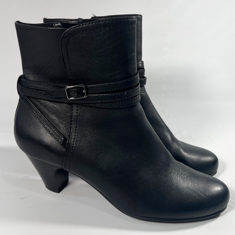 Umberto Raffini Natalia Ankle Boots Womens 40‎ Black Leather Buckle Kitten Heel